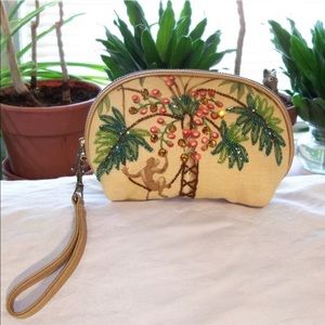 Isabella Fiore Beaded Monkey Palm Jungle Wristlet